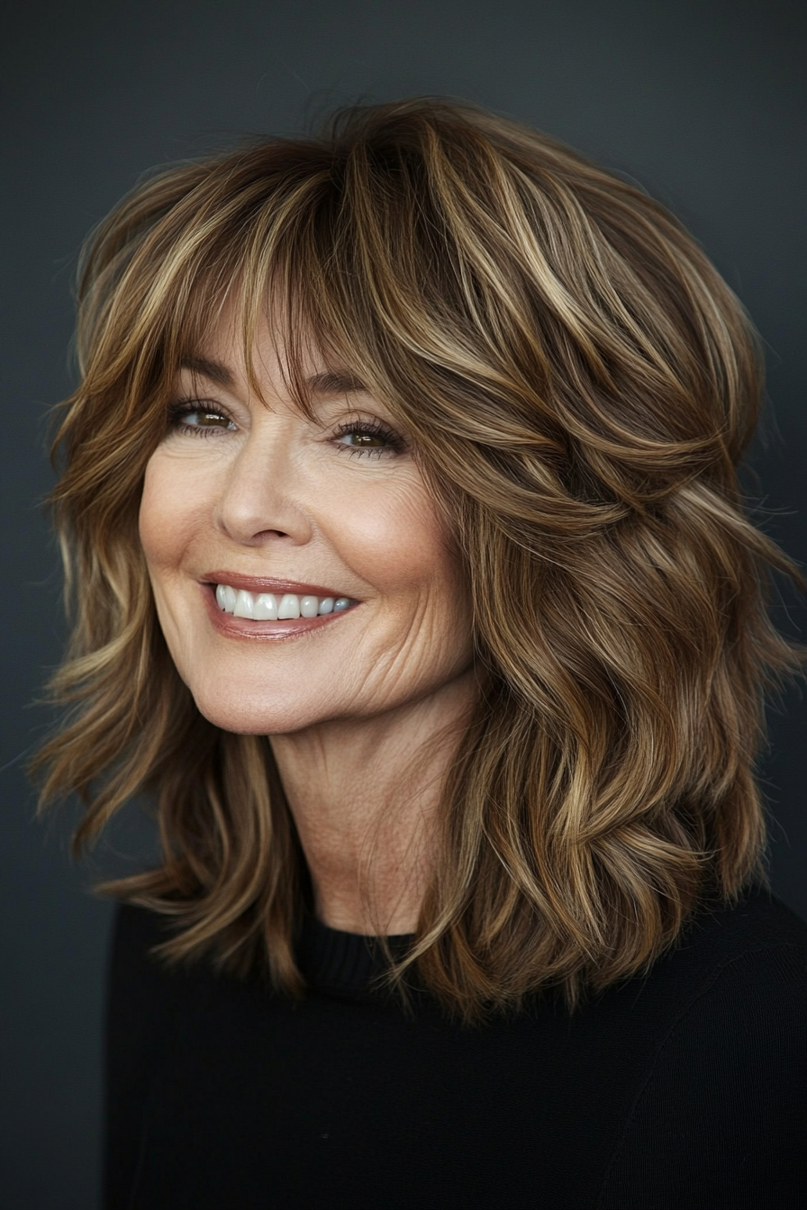 25. Tousled Shag with Natural Brown (Senior Haircuts For Older Women) - Senior Haircuts For Older Women