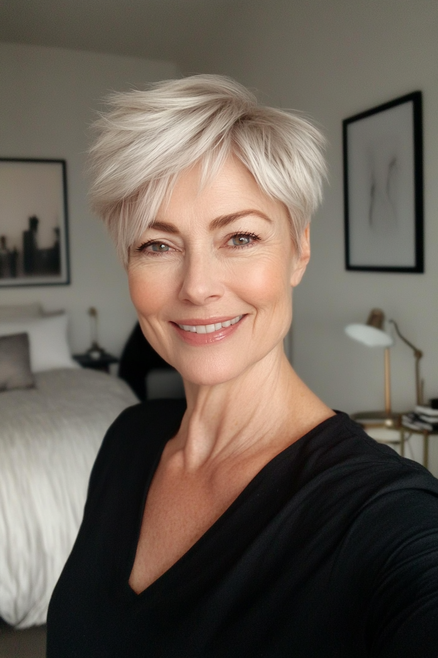 5. Textured Crop with Platinum Blonde (Short Hairstyles For Women Over 60 With Thin Hair) - Short Hairstyles For Women Over 60 With Thin Hair