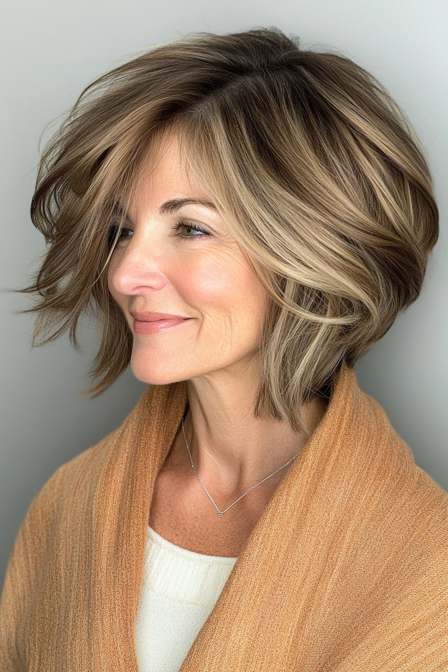 9. Inverted Bob with Caramel Highlights (Short Hairstyles For Women Over 60 With Thin Hair) - Short Hairstyles For Women Over 60 With Thin Hair