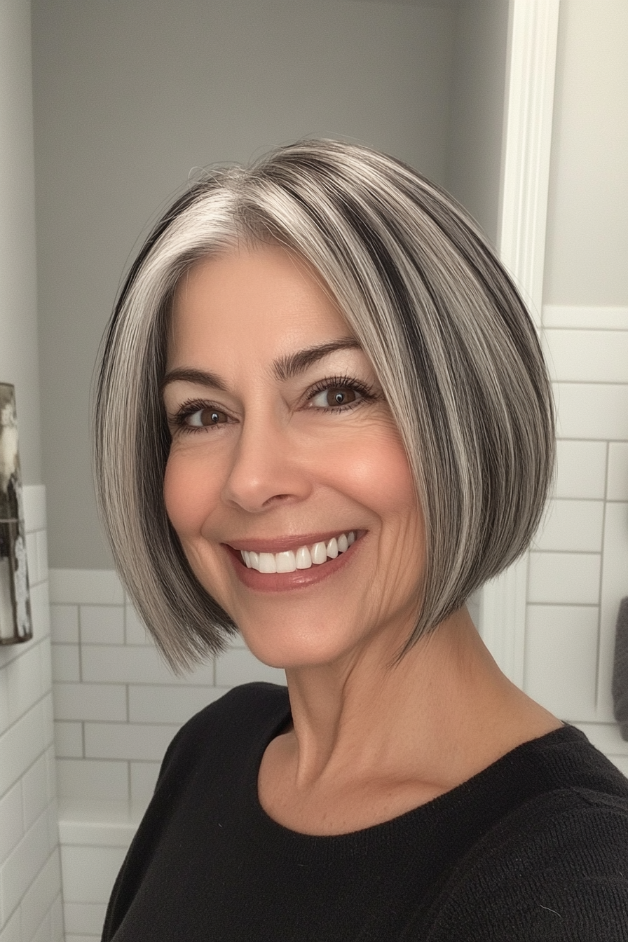 12. Classic Bob with Soft Black Undertones (Short Hairstyles For Women Over 60 With Thin Hair) - Short Hairstyles For Women Over 60 With Thin Hair
