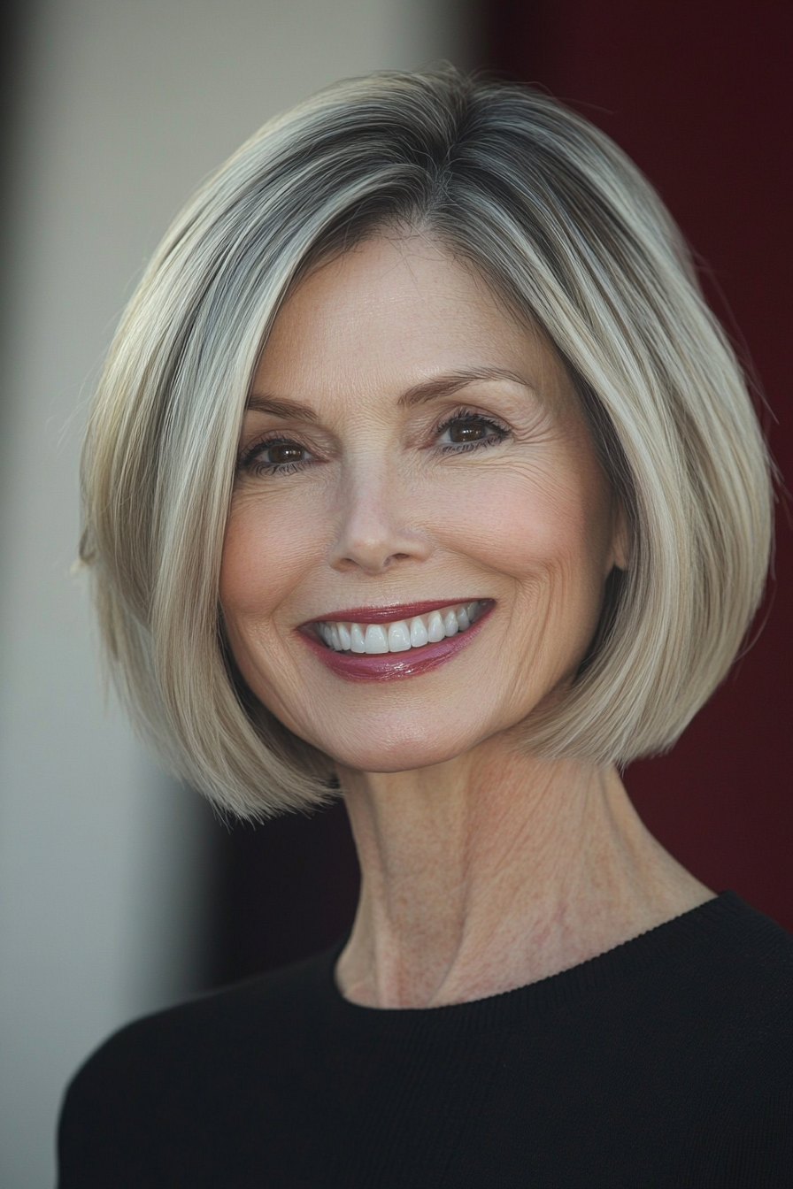 20. Sleek Chin-Length Bob with Dark Blonde (Short Hairstyles For Women Over 60 With Thin Hair) - Short Hairstyles For Women Over 60 With Thin Hair