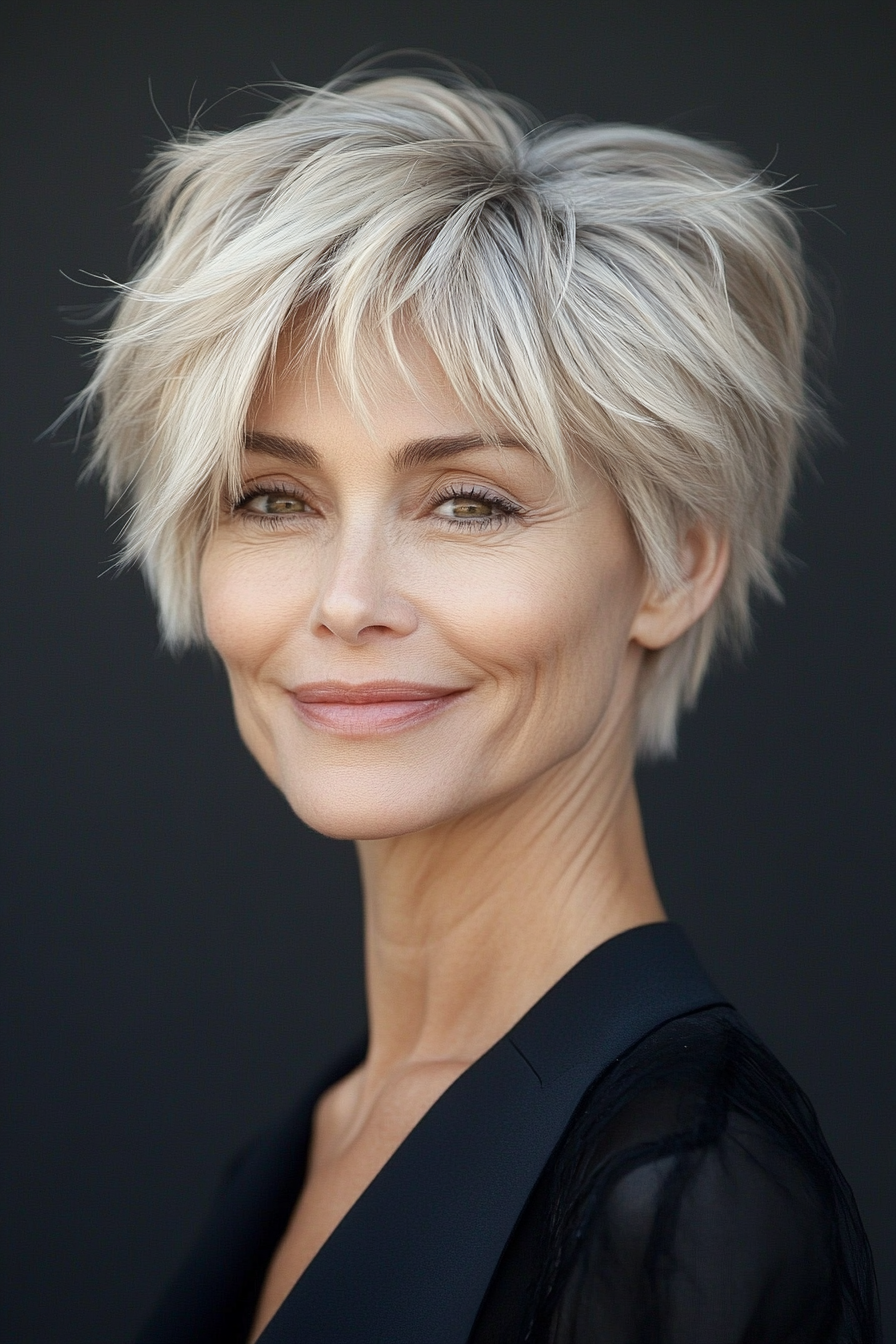 22. Shaggy Pixie with Strawberry Blonde (Short Hairstyles For Women Over 60 With Thin Hair) - Short Hairstyles For Women Over 60 With Thin Hair