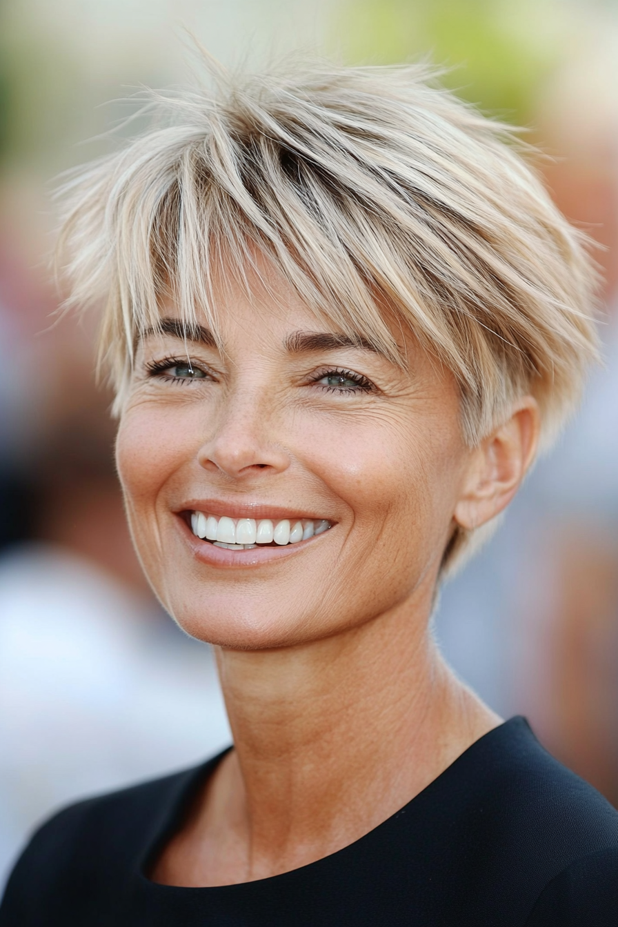 26. Layered Pixie with Light Blonde Ends (Short Hairstyles For Women Over 60 With Thin Hair) - Short Hairstyles For Women Over 60 With Thin Hair