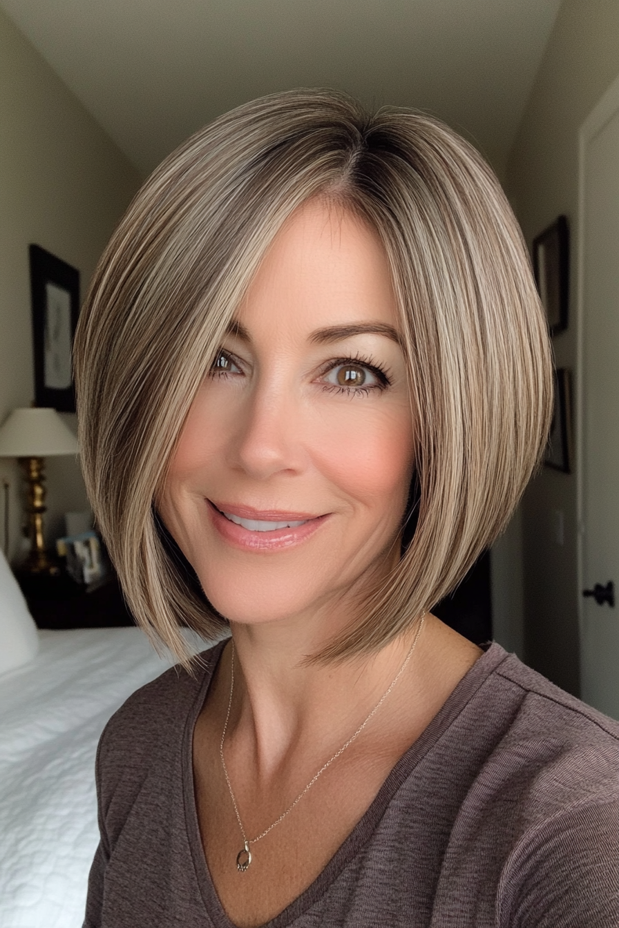27. Tapered Short Bob with Ash Brown (Short Hairstyles For Women Over 60 With Thin Hair) - Short Hairstyles For Women Over 60 With Thin Hair