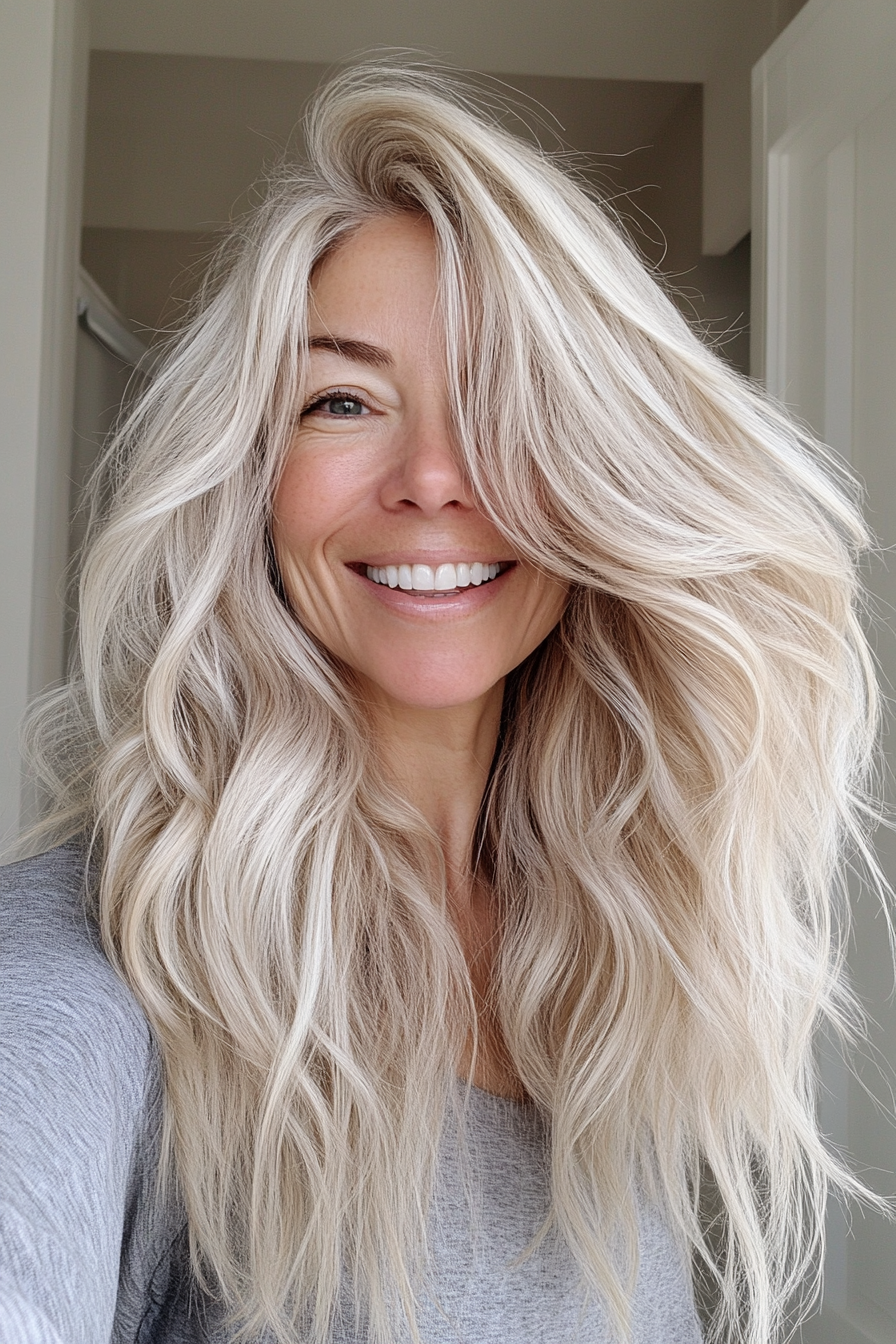 11. Light Blonde with Beachy Waves (Long Haircuts For Older Women) - Long Haircuts For Older Women