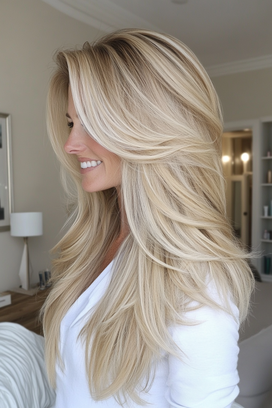 23. Soft Blonde with Long Layers (Long Haircuts For Older Women) - Long Haircuts For Older Women