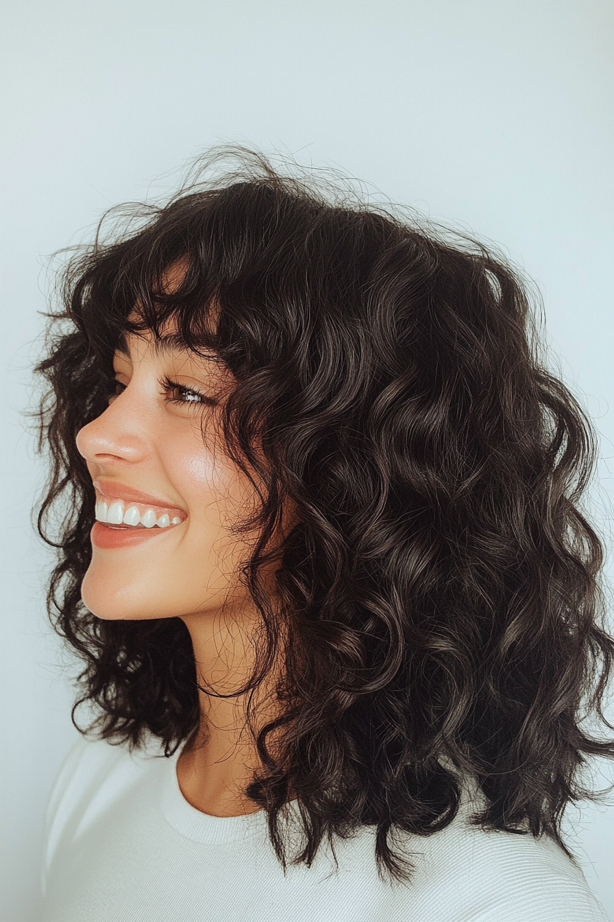 25. Loose Curls with Natural Fringe (Curly Hairstyles With Fringe) - Curly Hairstyles With Fringe