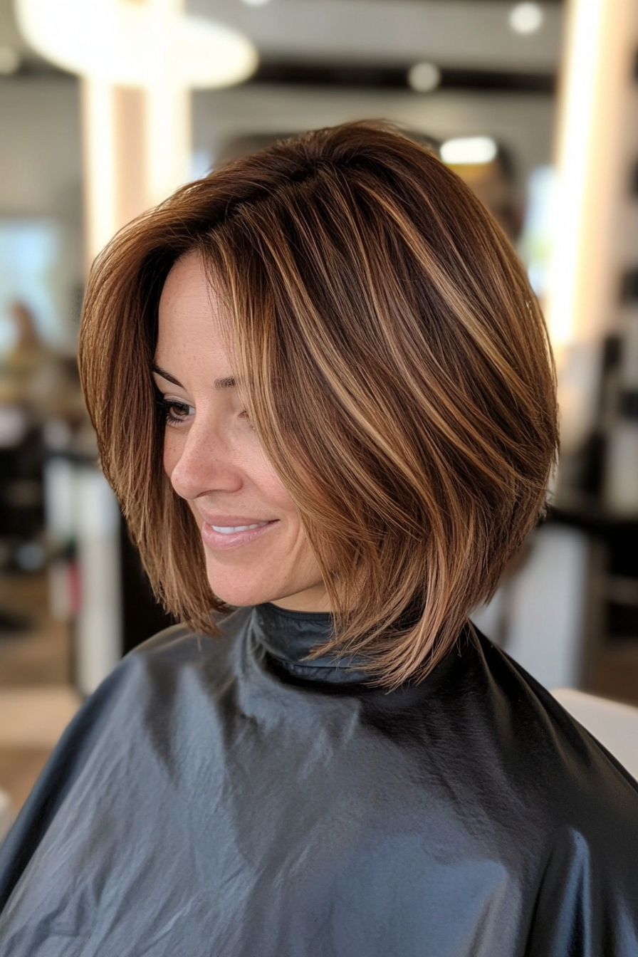 2. Layered Bob with Subtle Highlights (Medium Bob Hairstyles) - Medium Bob Hairstyles