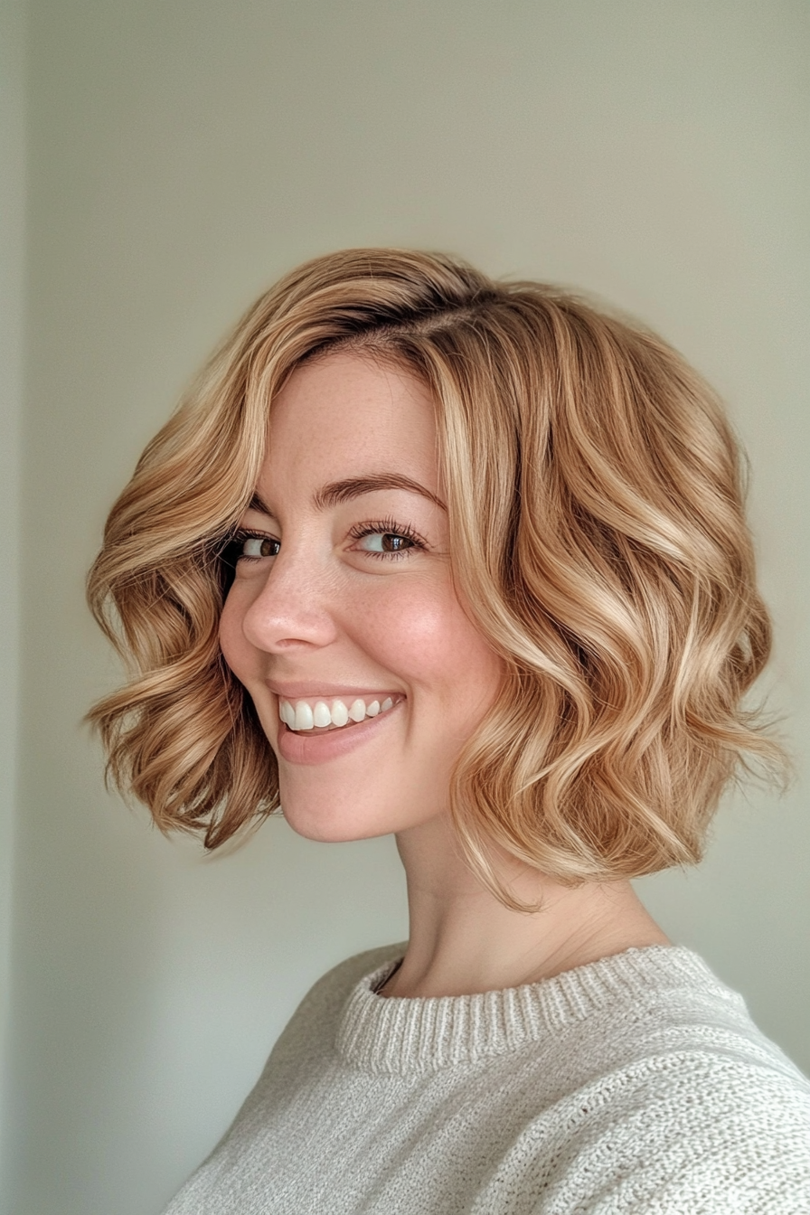 6. Curled Bob with Root Lift (Medium Bob Hairstyles) - Medium Bob Hairstyles
