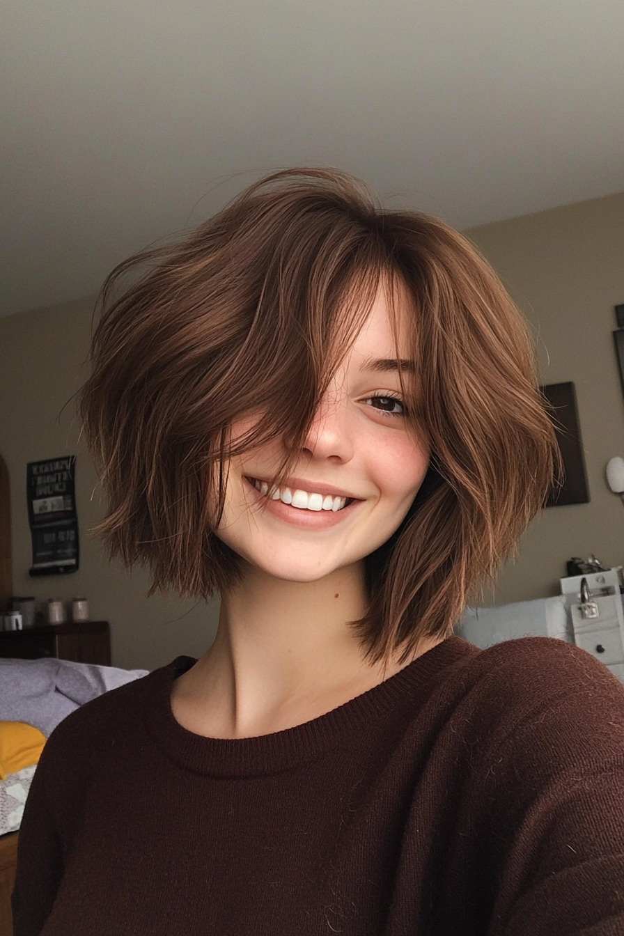 8. Choppy Bob with Layered Shag (Medium Bob Hairstyles) - Medium Bob Hairstyles