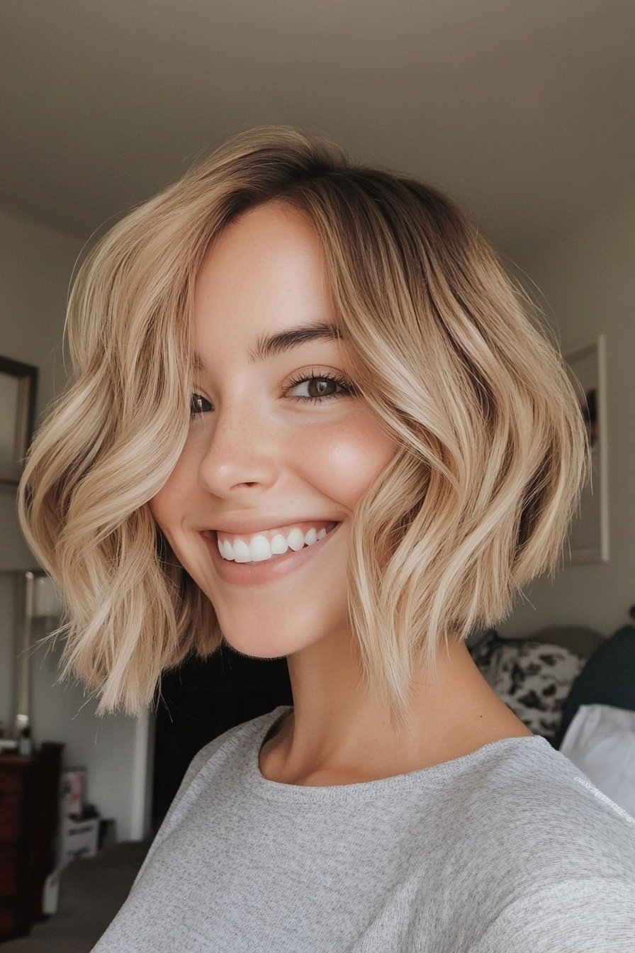 24. Medium Bob with Loose Waves (Medium Bob Hairstyles) - Medium Bob Hairstyles