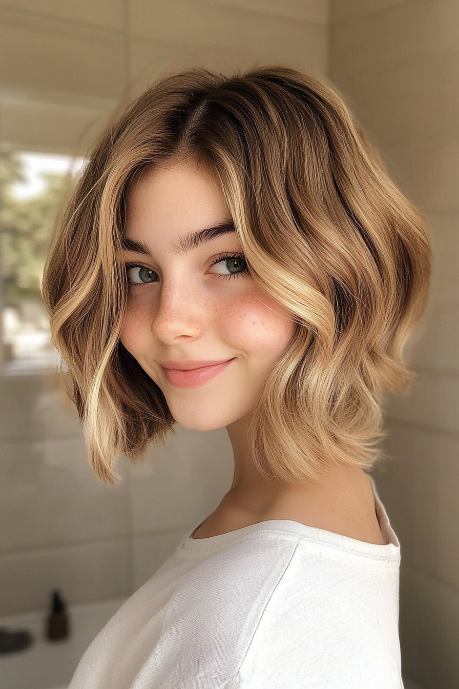 26. Bob with Subtle Layers and Curls (Medium Bob Hairstyles) - Medium Bob Hairstyles