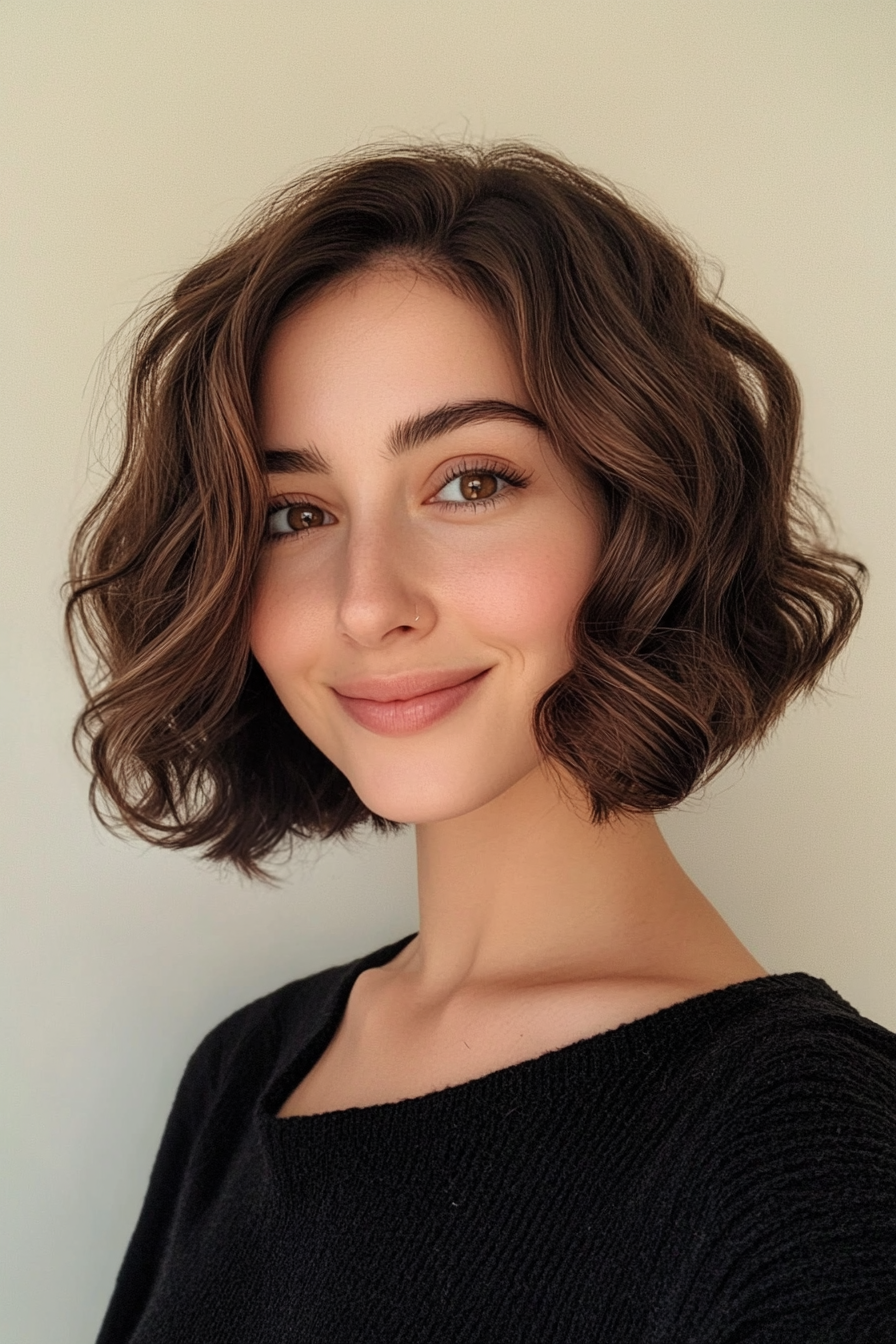 27. Retro-Inspired Curly Bob (Medium Bob Hairstyles) - Medium Bob Hairstyles