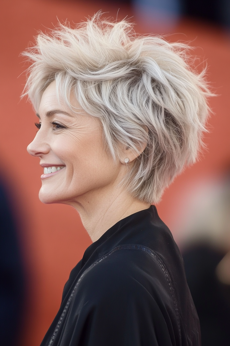 3. Shaggy Pixie - Platinum Blonde (Haircuts For Women Over 50 With Thin Hair) - Haircuts For Women Over 50 With Thin Hair