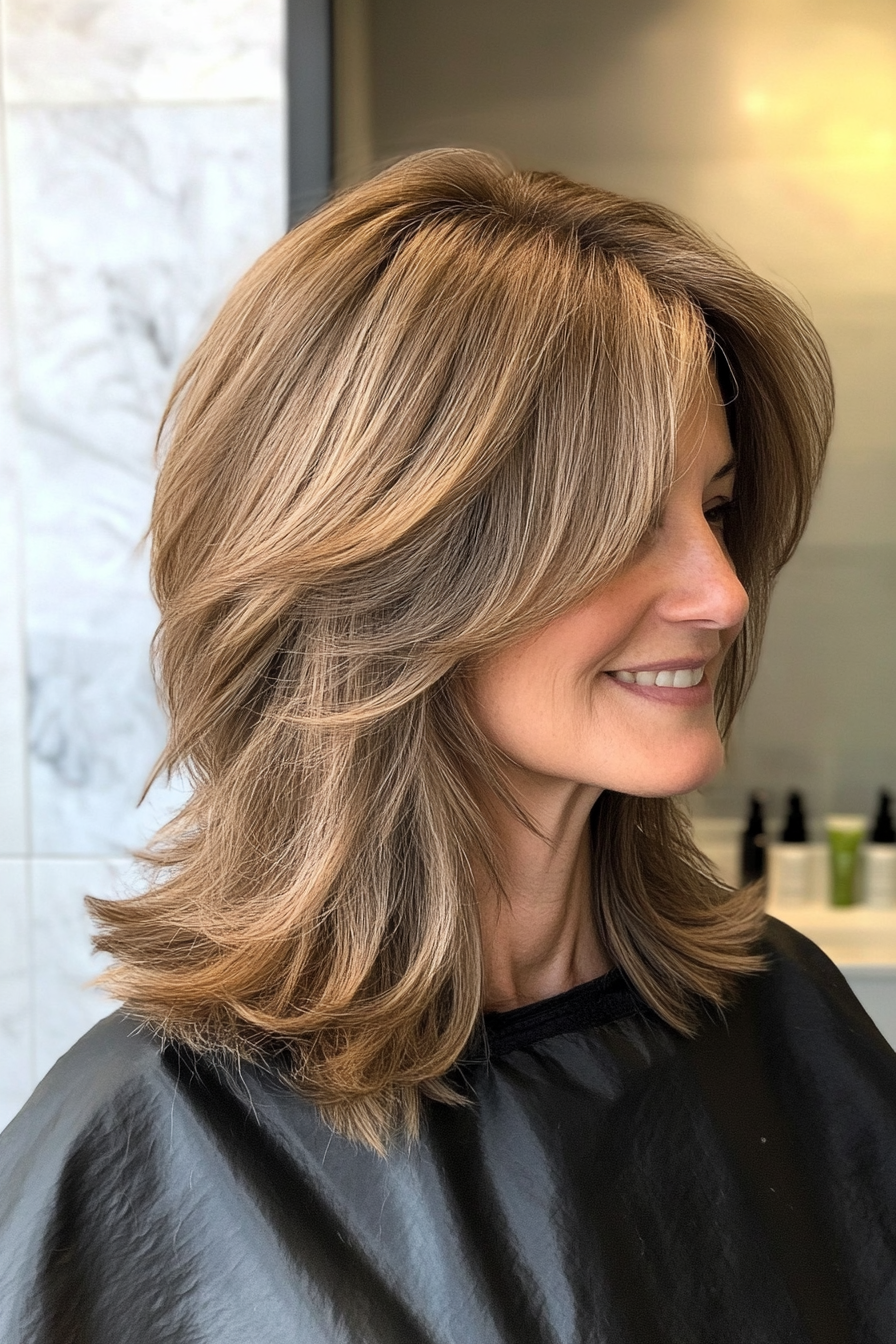 7. Layered Shag Cut - Ash Brown (Haircuts For Women Over 50 With Thin Hair) - Haircuts For Women Over 50 With Thin Hair