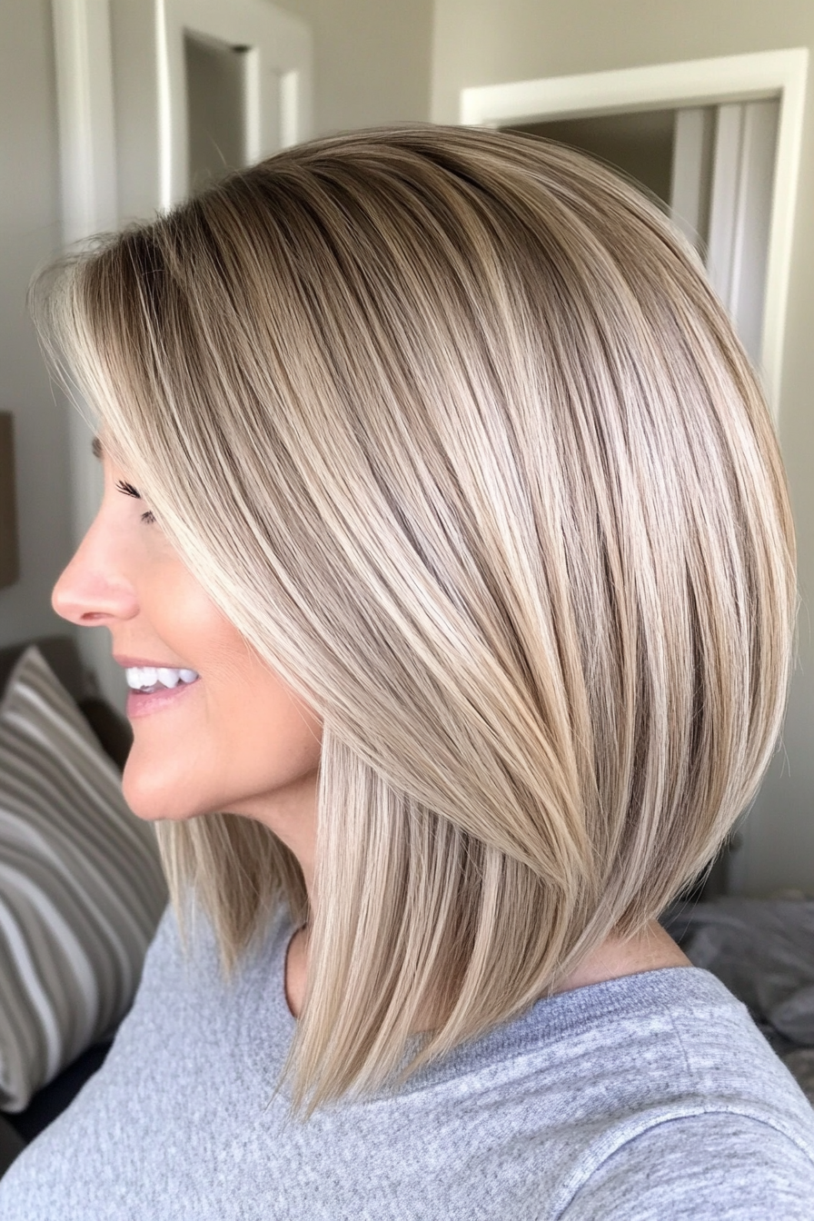 8. Angled Bob - Medium Blonde (Haircuts For Women Over 50 With Thin Hair) - Haircuts For Women Over 50 With Thin Hair