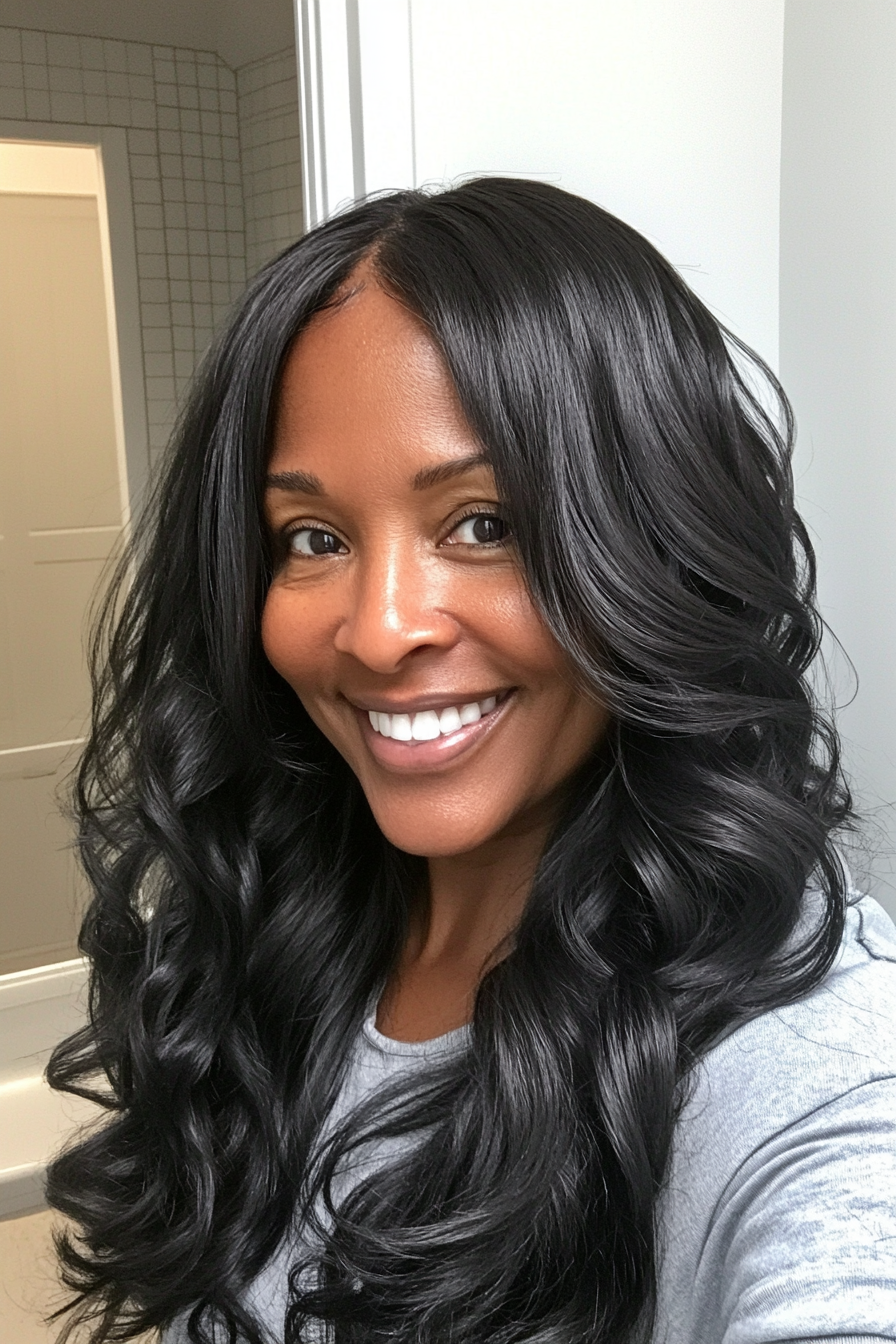 13. Soft Waves - Black (Haircuts For Women Over 50 With Thin Hair) - Haircuts For Women Over 50 With Thin Hair