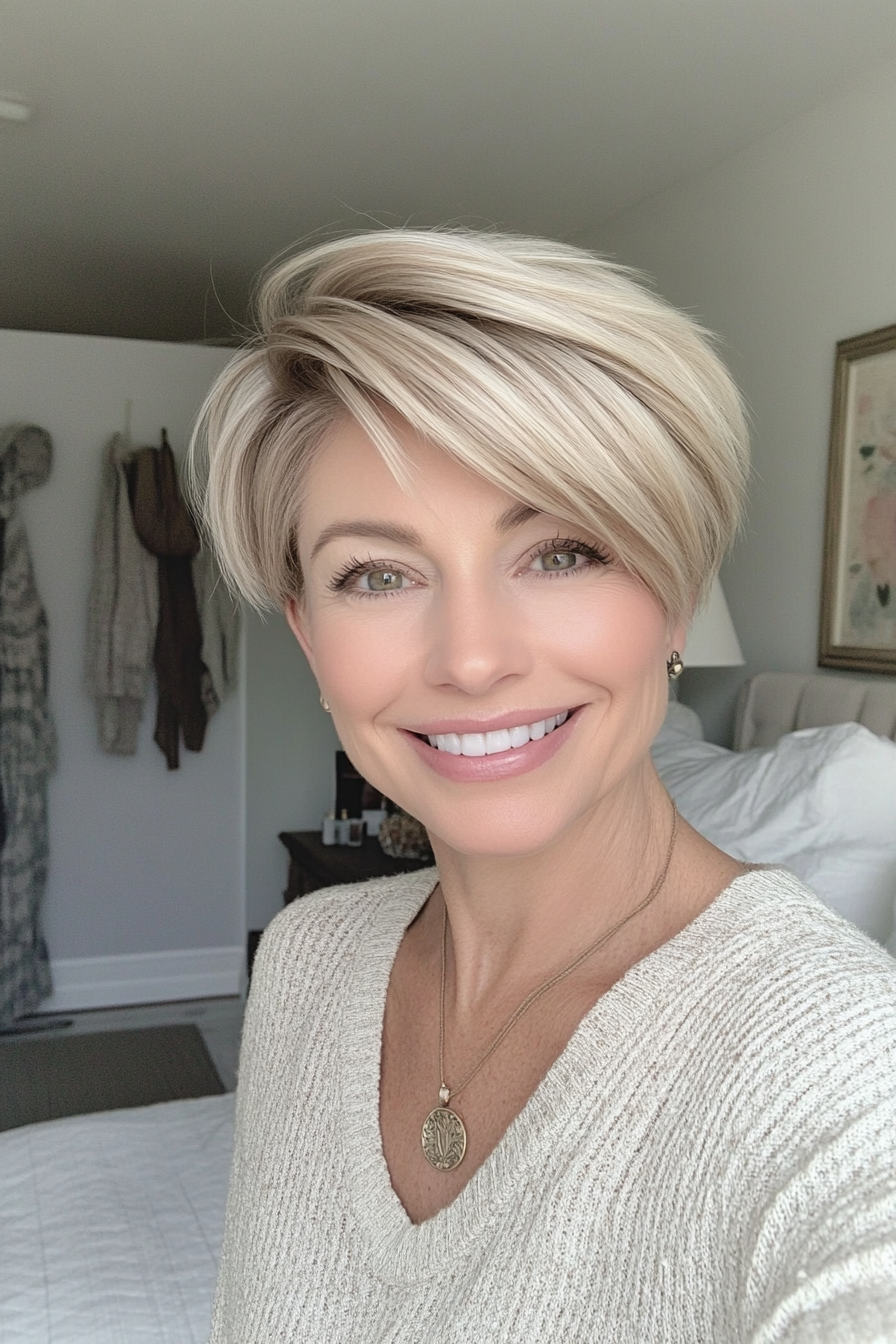 17. Long Pixie - Soft Blonde (Haircuts For Women Over 50 With Thin Hair) - Haircuts For Women Over 50 With Thin Hair