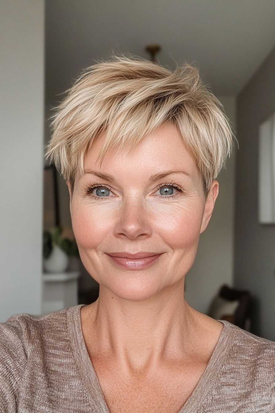 20. Tapered Pixie - Sandy Blonde (Haircuts For Women Over 50 With Thin Hair) - Haircuts For Women Over 50 With Thin Hair