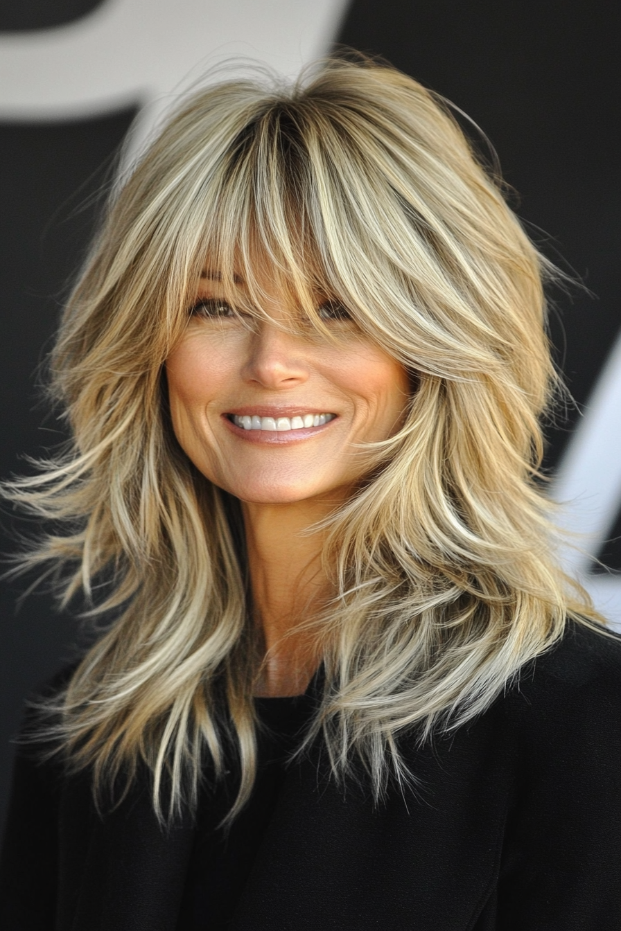 23. Choppy Shag Cut - Medium Blonde (Haircuts For Women Over 50 With Thin Hair) - Haircuts For Women Over 50 With Thin Hair