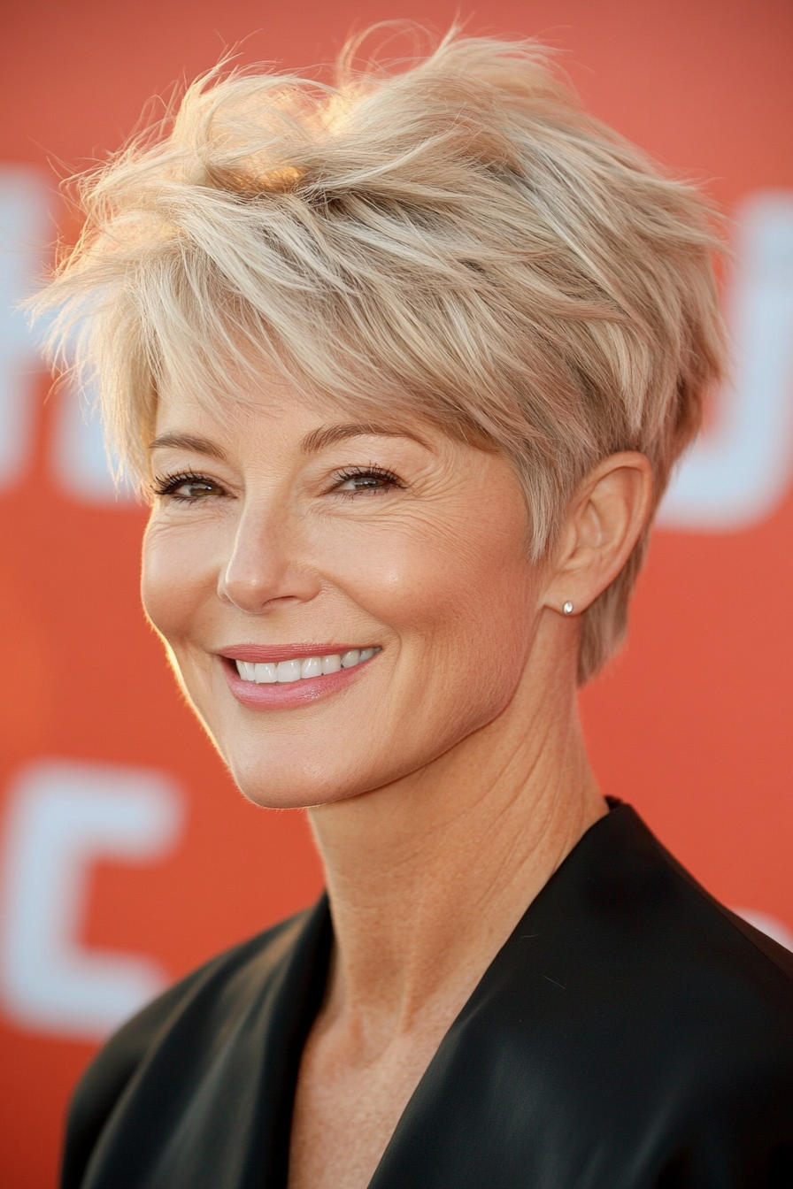 24. Textured Pixie - Warm Blonde (Haircuts For Women Over 50 With Thin Hair) - Haircuts For Women Over 50 With Thin Hair