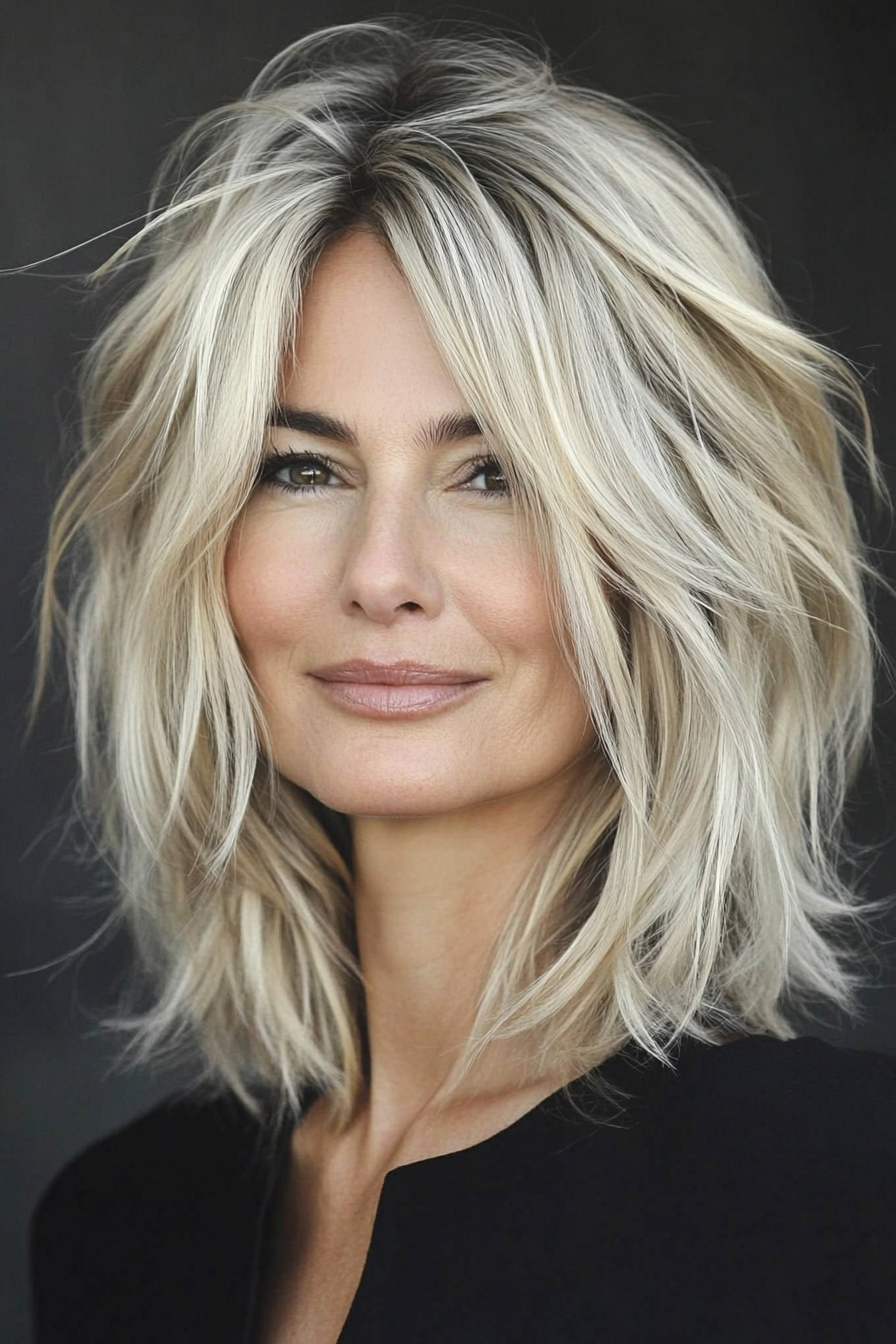 27. Messy Bob - Light Blonde (Haircuts For Women Over 50 With Thin Hair) - Haircuts For Women Over 50 With Thin Hair
