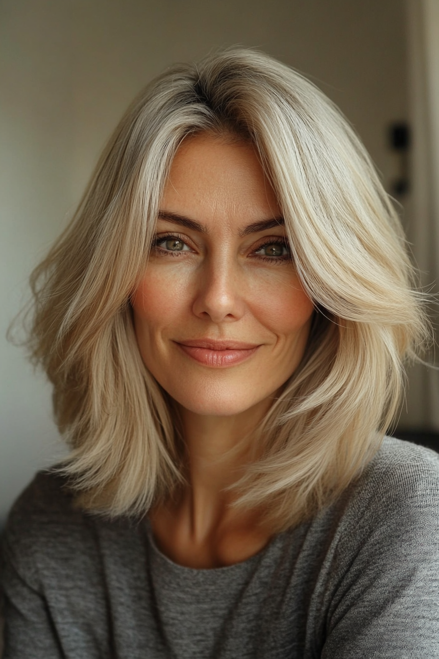 1. Layered Bob with Soft Blonde Highlights (Hairstyles For Older Women With Thin Hair) - Hairstyles For Older Women With Thin Hair