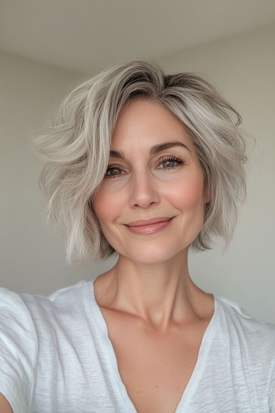 8. Textured Crop with Salt-and-Pepper (Hairstyles For Older Women With Thin Hair) - Hairstyles For Older Women With Thin Hair