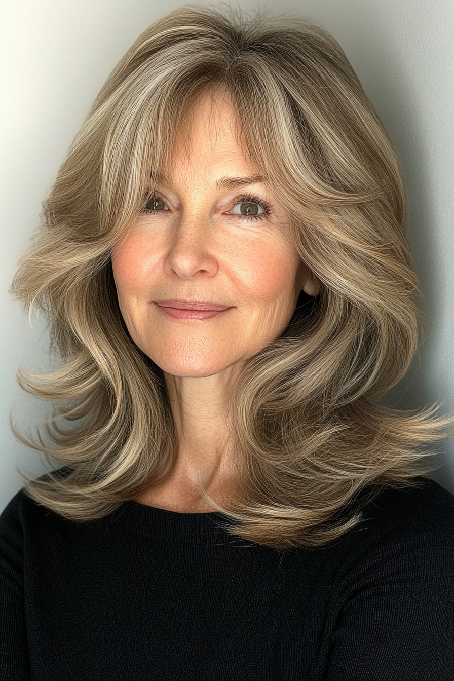 15. Classic Layered Cut with Sandy Brown (Hairstyles For Older Women With Thin Hair) - Hairstyles For Older Women With Thin Hair