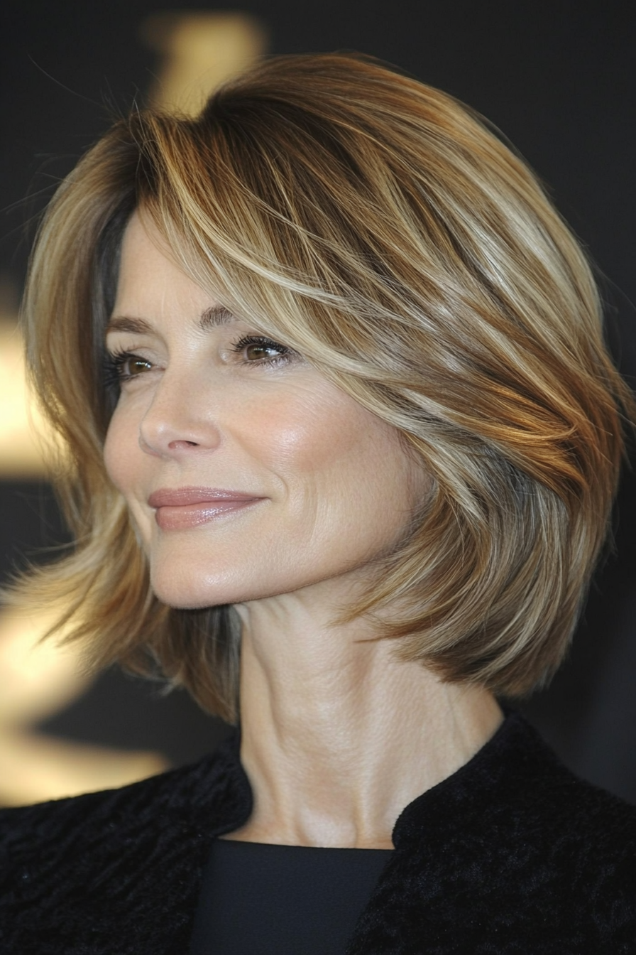 16. Side-Swept Bangs with Light Blonde (Hairstyles For Older Women With Thin Hair) - Hairstyles For Older Women With Thin Hair