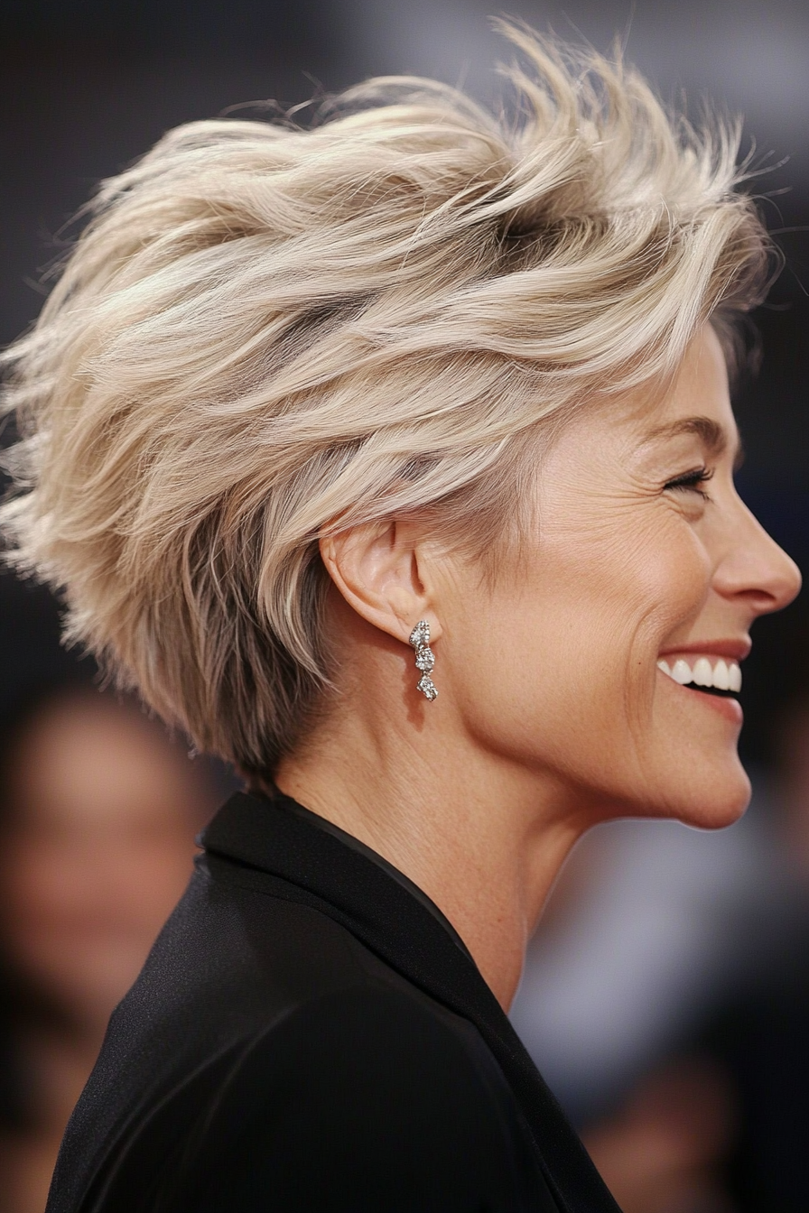 21. Choppy Pixie Cut with Light Blonde (Hairstyles For Older Women With Thin Hair) - Hairstyles For Older Women With Thin Hair