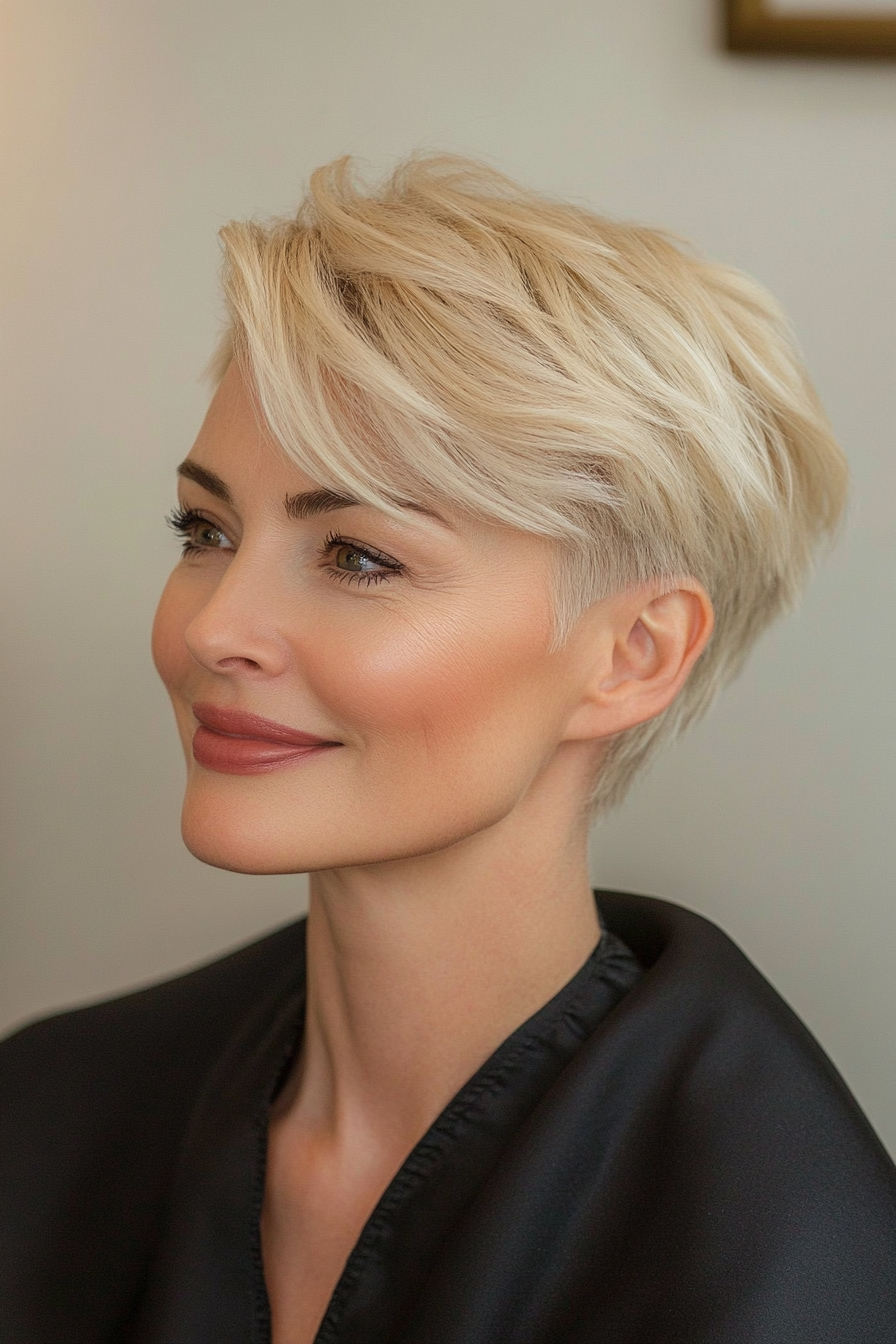 27. Classic Pixie Cut with Warm Blonde (Hairstyles For Older Women With Thin Hair) - Hairstyles For Older Women With Thin Hair