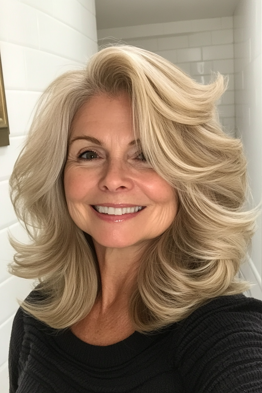 17. Soft Curls – Warm Honey Blonde (Haircuts For Older Women With Thinning Hair) - Haircuts For Older Women With Thinning Hair