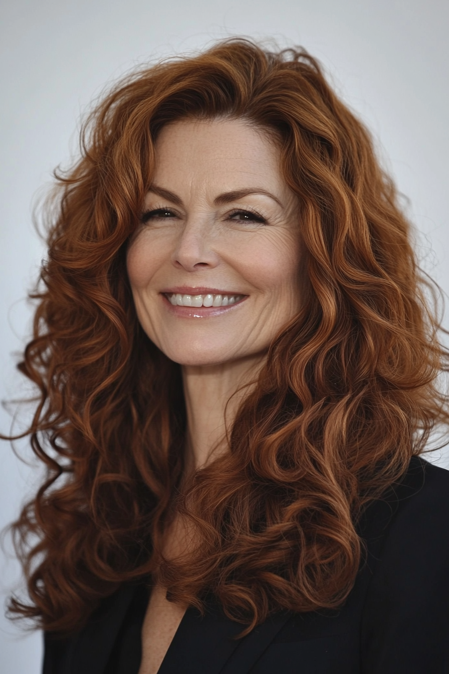 24. Bouncy Curls – Dark Chestnut (Haircuts For Older Women With Thinning Hair) - Haircuts For Older Women With Thinning Hair