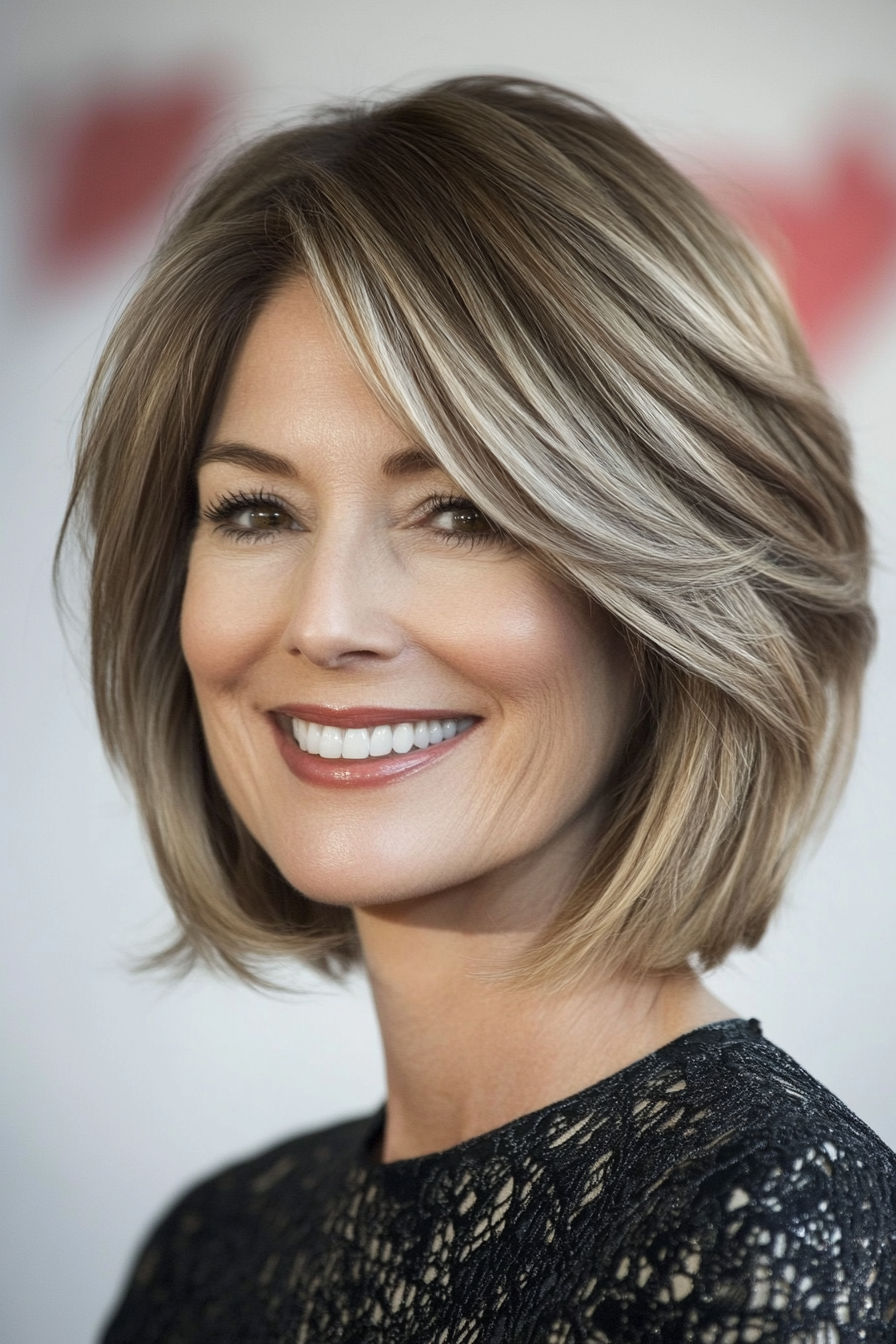 4. Chin-Length Bob with Layers (Hairstyles For Women Over 60 Thin Hair) - Hairstyles For Women Over 60 Thin Hair