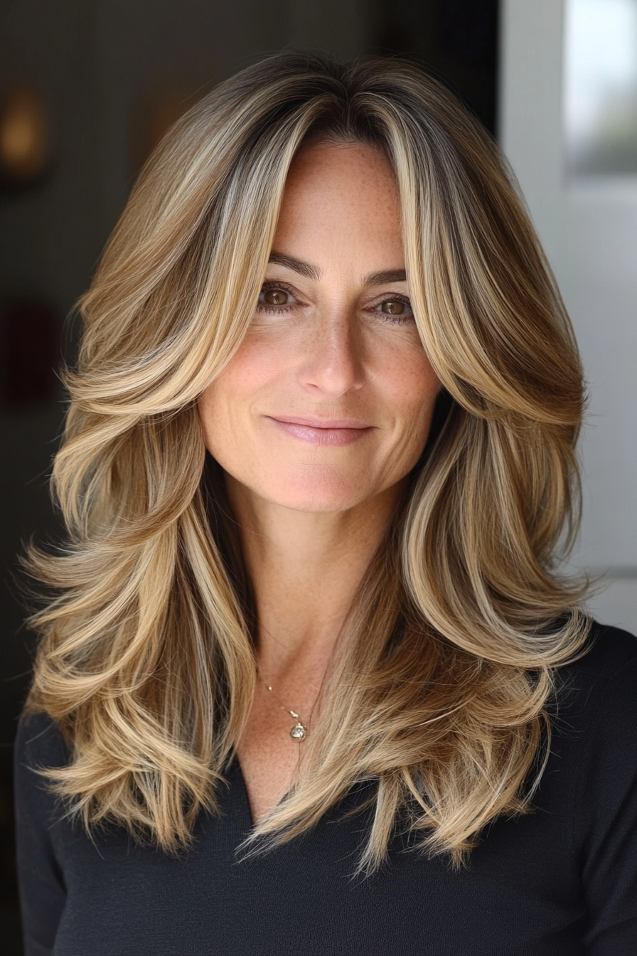 6. Textured Lob with Highlights (Hairstyles For Women Over 60 Thin Hair) - Hairstyles For Women Over 60 Thin Hair