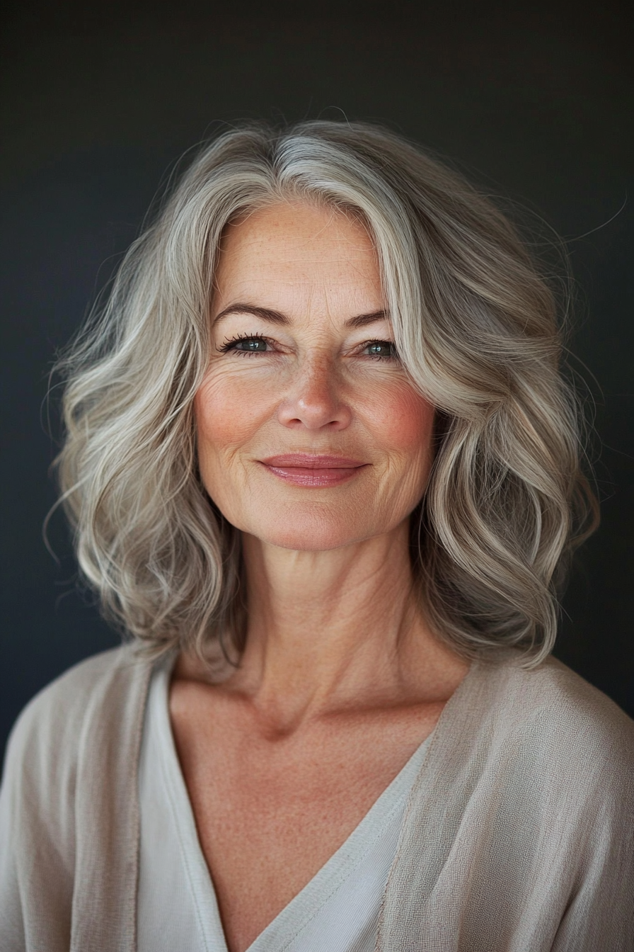 11. Shoulder-Length Waves (Hairstyles For Women Over 60 Thin Hair) - Hairstyles For Women Over 60 Thin Hair