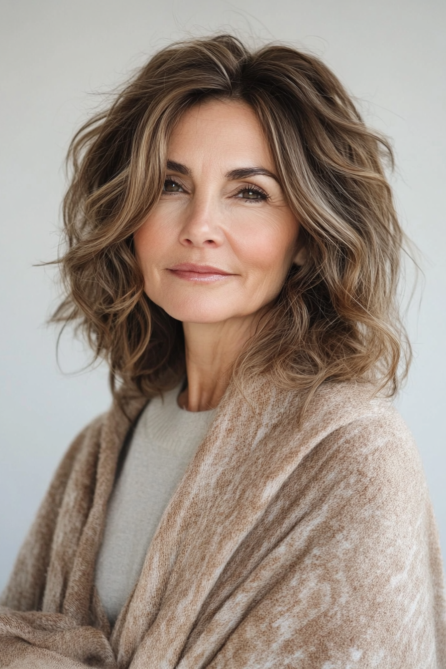 12. Tousled Lob with Balayage (Hairstyles For Women Over 60 Thin Hair) - Hairstyles For Women Over 60 Thin Hair