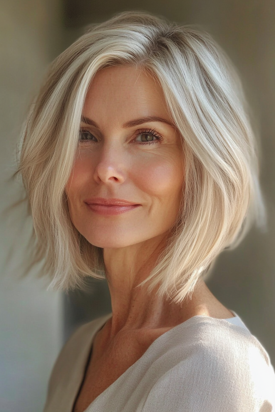 13. Short Angled Bob (Hairstyles For Women Over 60 Thin Hair) - Hairstyles For Women Over 60 Thin Hair