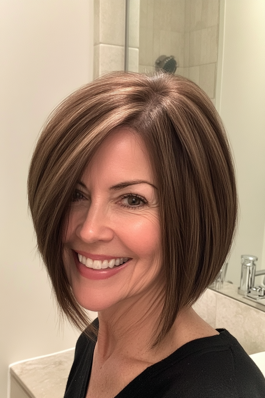 15. Classic Bob with Side Sweep (Hairstyles For Women Over 60 Thin Hair) - Hairstyles For Women Over 60 Thin Hair