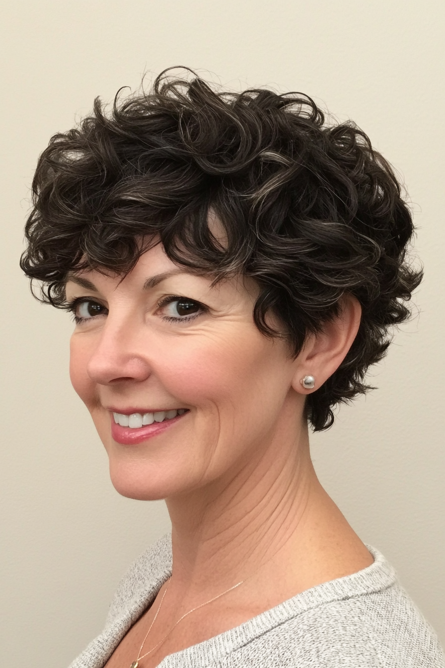17. Curly Pixie Cut with Volume (Hairstyles For Women Over 60 Thin Hair) - Hairstyles For Women Over 60 Thin Hair