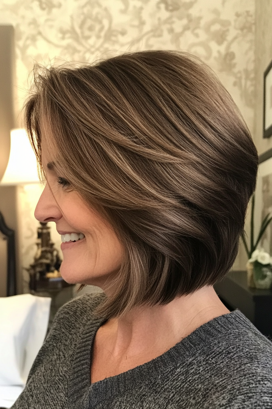 18. Asymmetrical Bob (Hairstyles For Women Over 60 Thin Hair) - Hairstyles For Women Over 60 Thin Hair