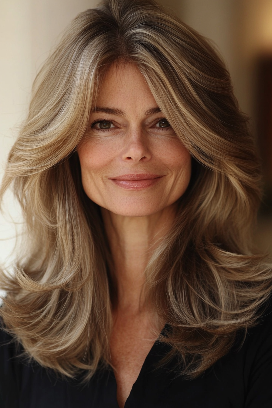 22. Layered Shag with Natural Waves (Hairstyles For Women Over 60 Thin Hair) - Hairstyles For Women Over 60 Thin Hair