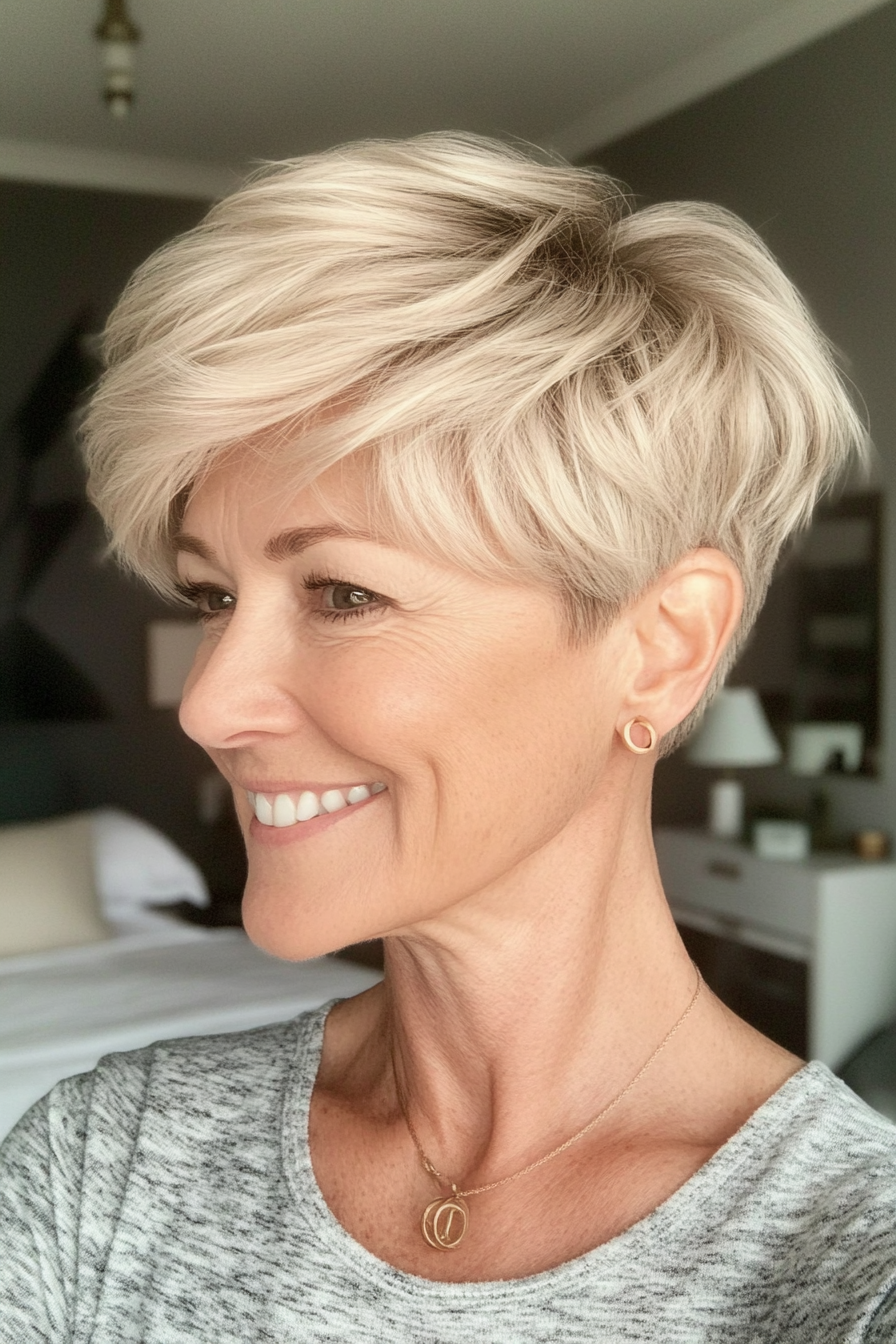 26. Choppy Pixie with Highlights (Hairstyles For Women Over 60 Thin Hair) - Hairstyles For Women Over 60 Thin Hair