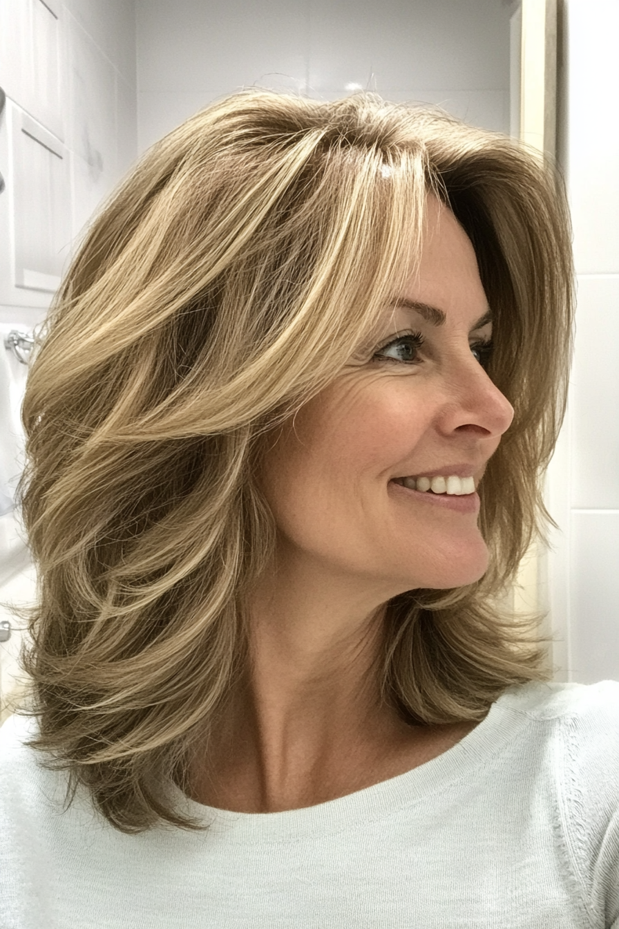 27. Textured Mid-Length with Highlights (Hairstyles For Women Over 60 Thin Hair) - Hairstyles For Women Over 60 Thin Hair