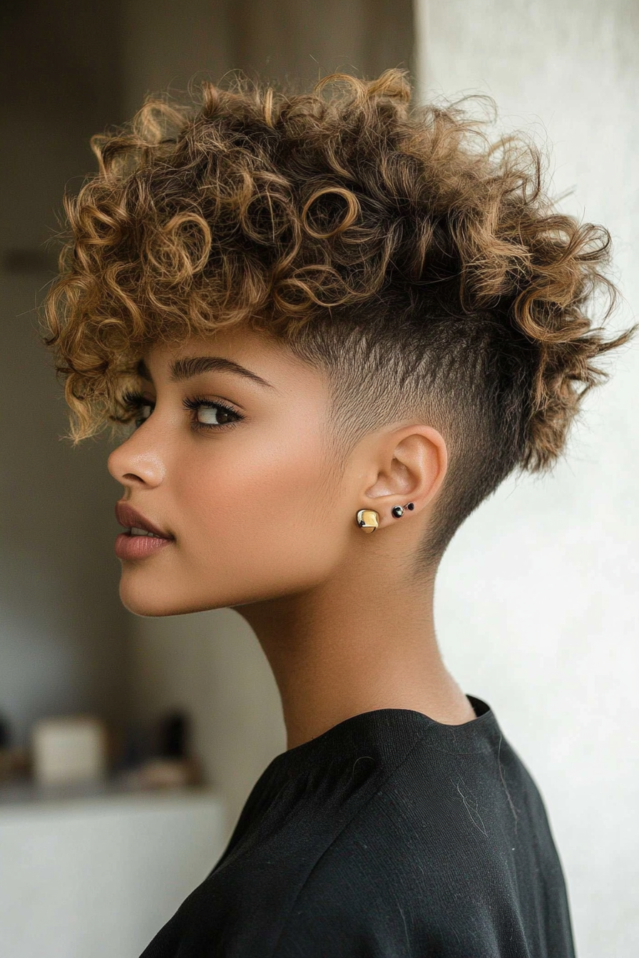 19. Curly Mohawk - Dark Blonde (Short Curly Hairstyles For Women) - Short Curly Hairstyles For Women
