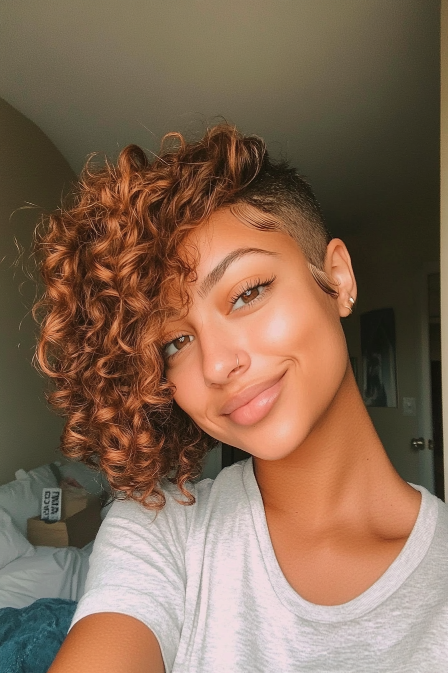 21. Side-Parted Curly Lob - Light Brown (Short Curly Hairstyles For Women) - Short Curly Hairstyles For Women