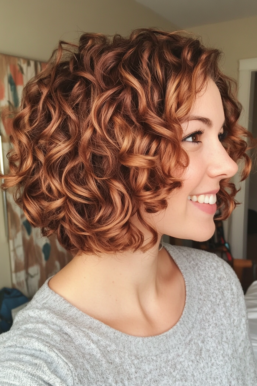 2. Layered Curly Bob - Chestnut (Short Curly Hairstyles For Women) - Short Curly Hairstyles For Women