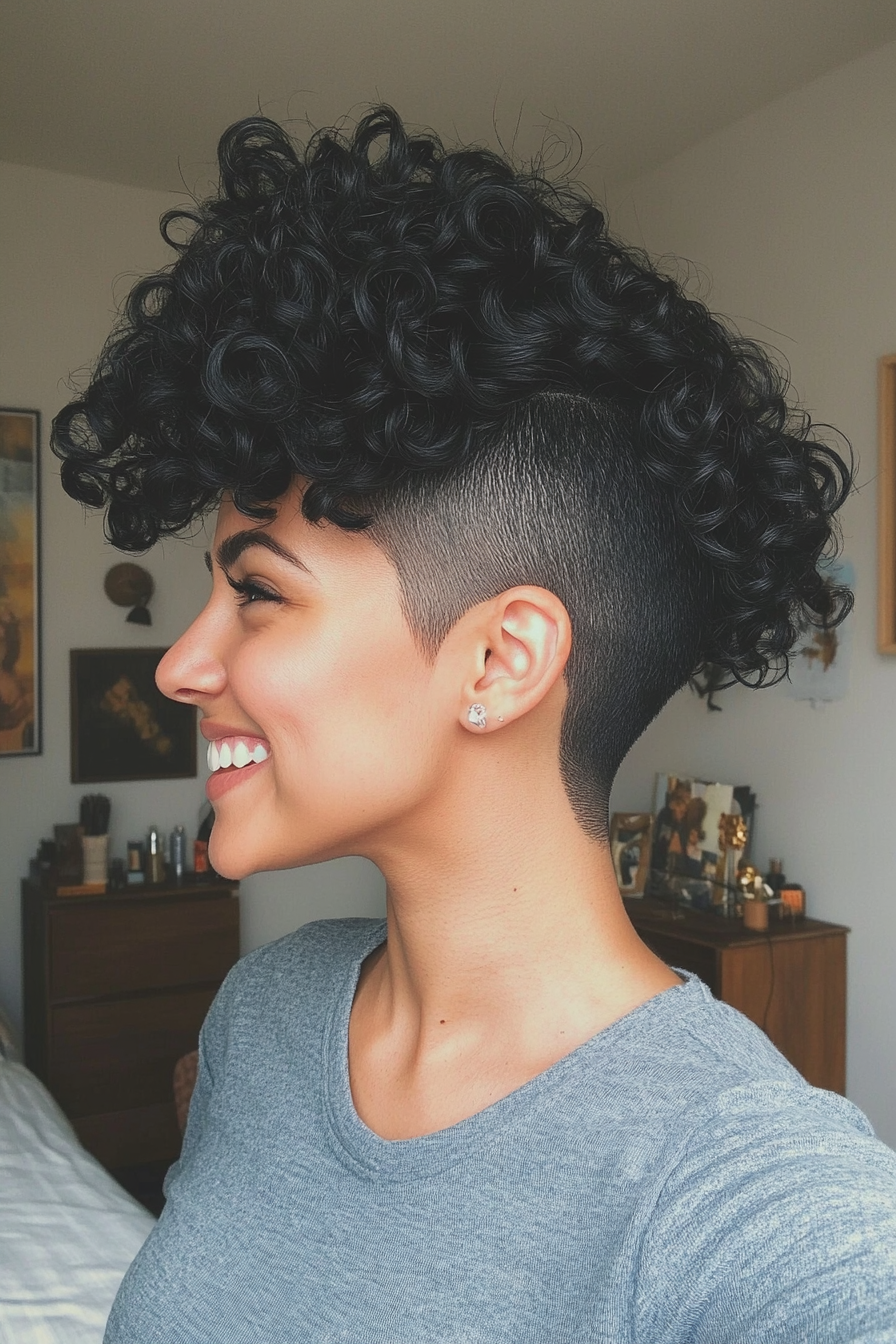 3. Curly Undercut - Black (Short Curly Hairstyles For Women) - Short Curly Hairstyles For Women