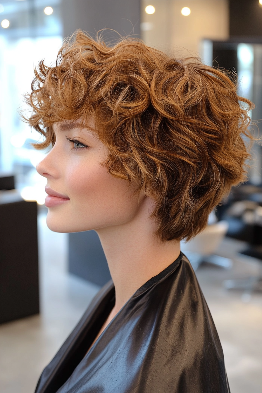5. Curly Shag Cut - Light Brown (Short Curly Hairstyles For Women) - Short Curly Hairstyles For Women